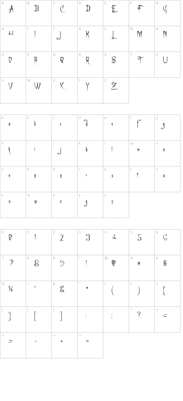 a-charming-font character map