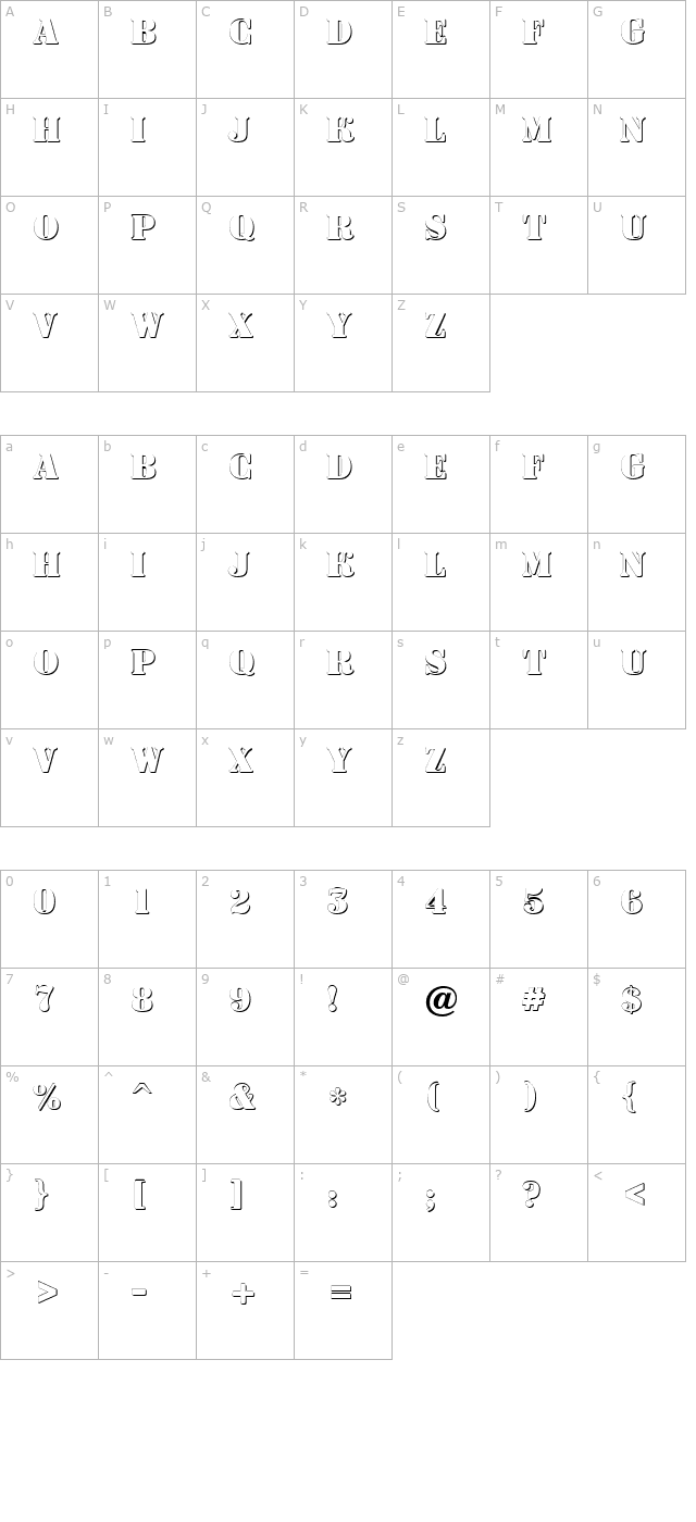 a_Dodger3Dxtr Bold character map