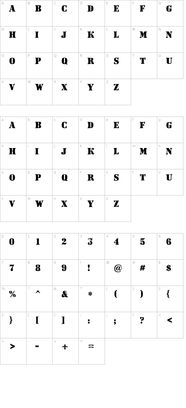 a-dodgercncvdst-bold character map