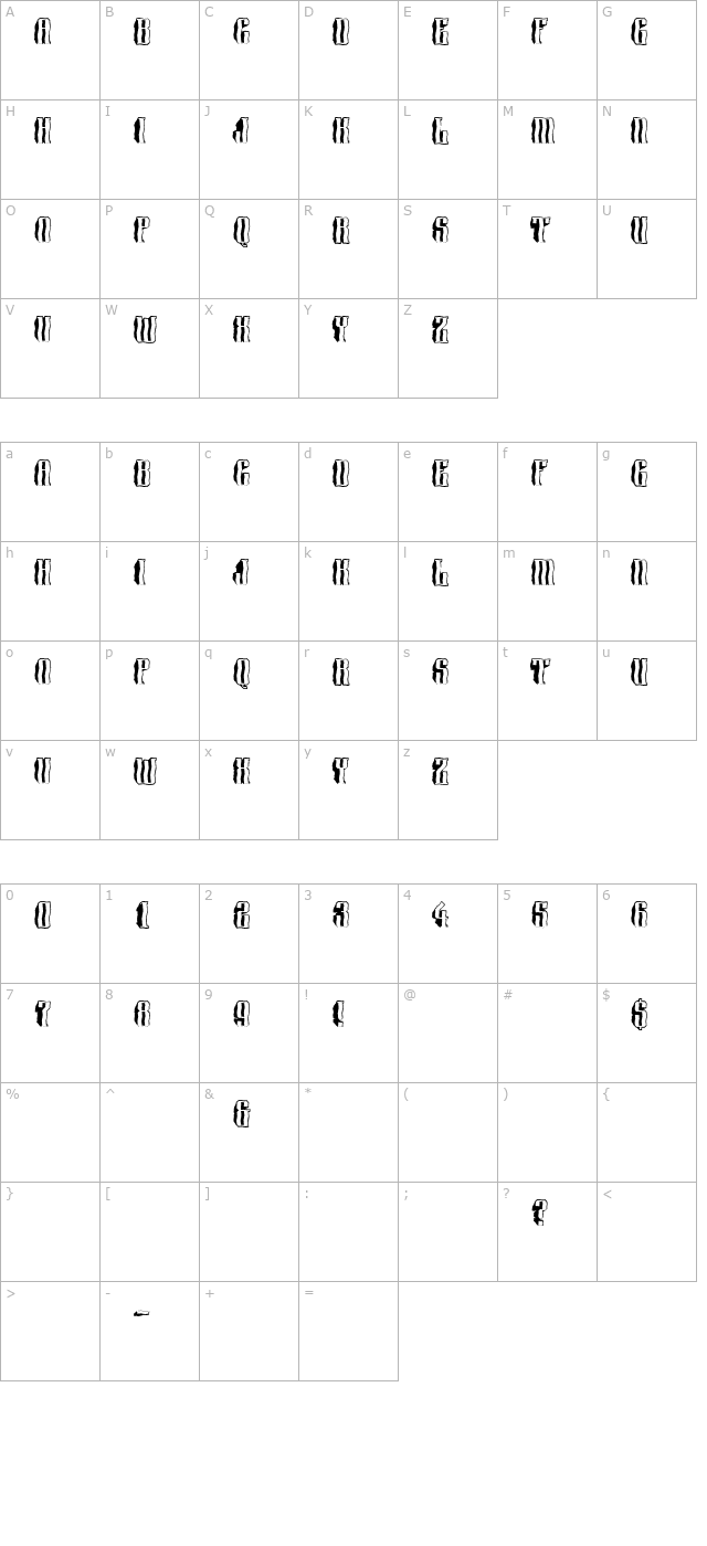 a_Harder3dBroken character map