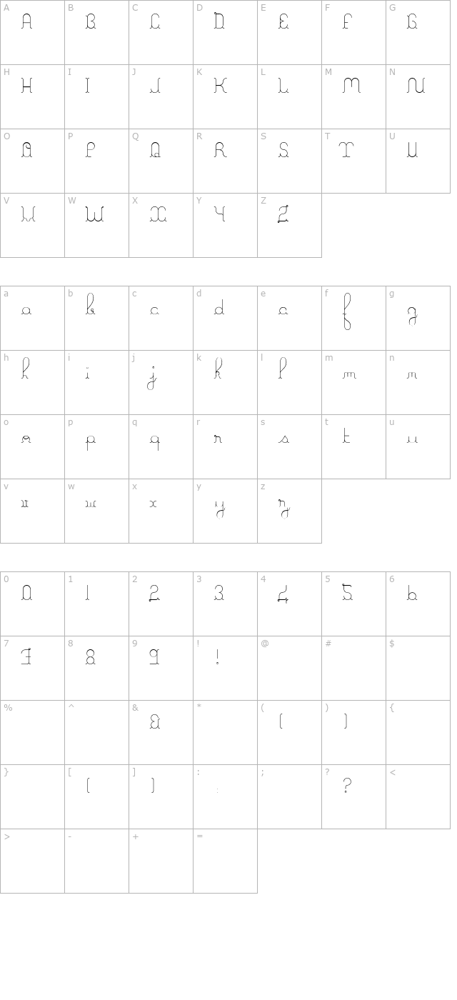 a-la-nage-light character map