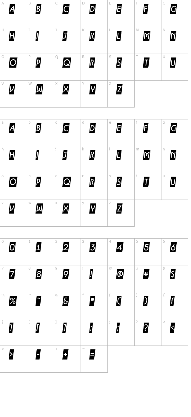 a-lancetcmslt character map