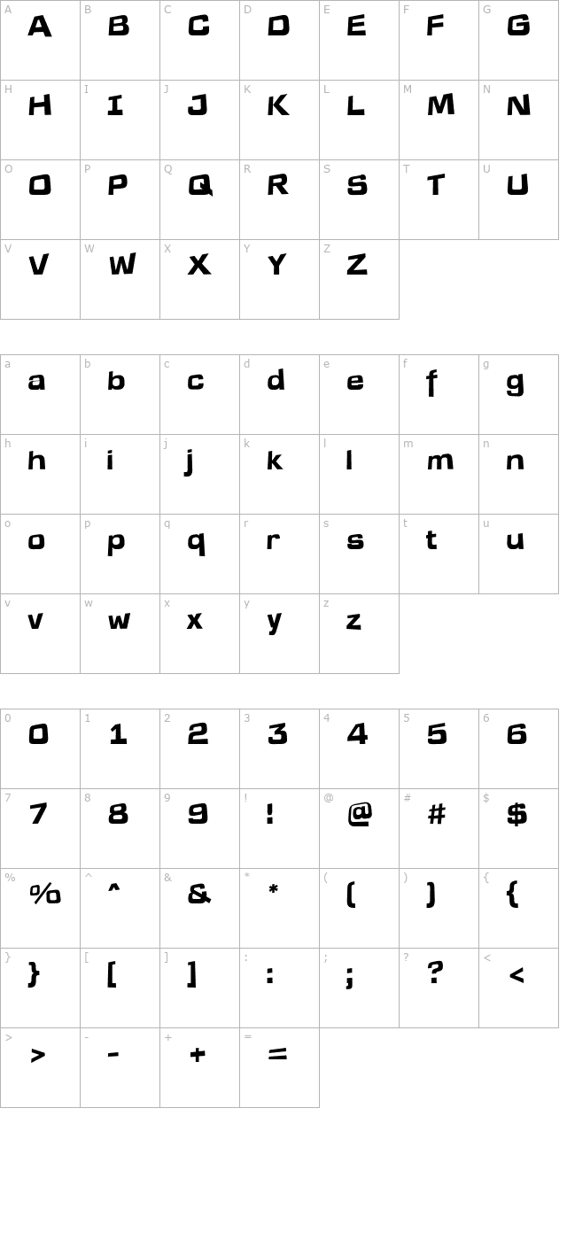 a-lineasans3drtt-bold character map