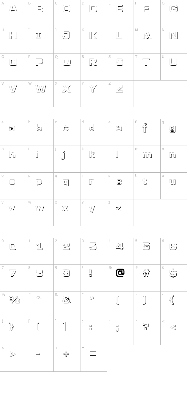 a-lineasans3dxtr-bold character map