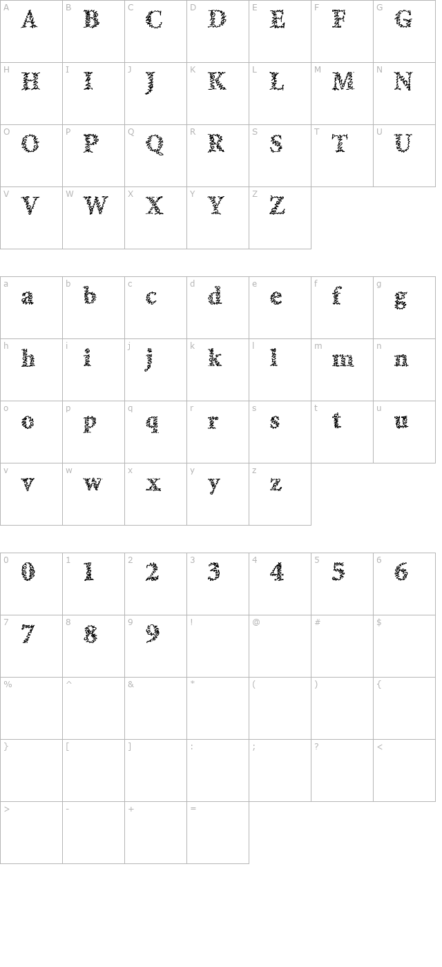 a Morris line OTF character map