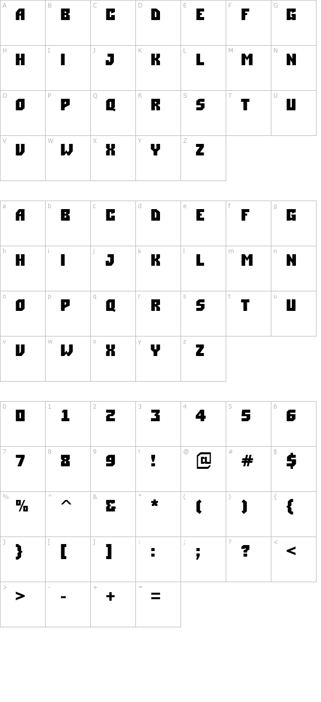 a_Simpler Bold character map