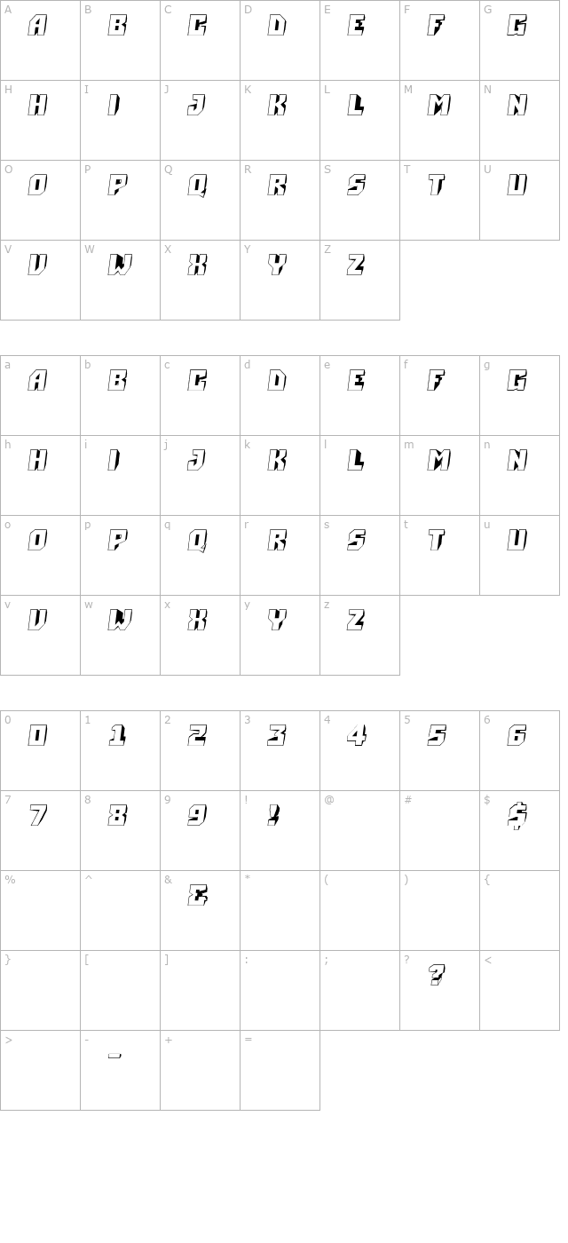 a_Simpler3DSlanted character map