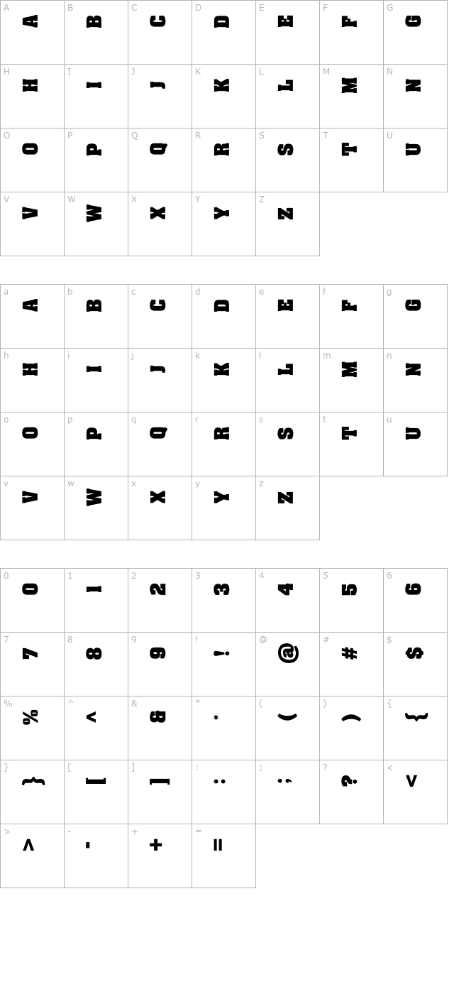 Aachen Vertical character map