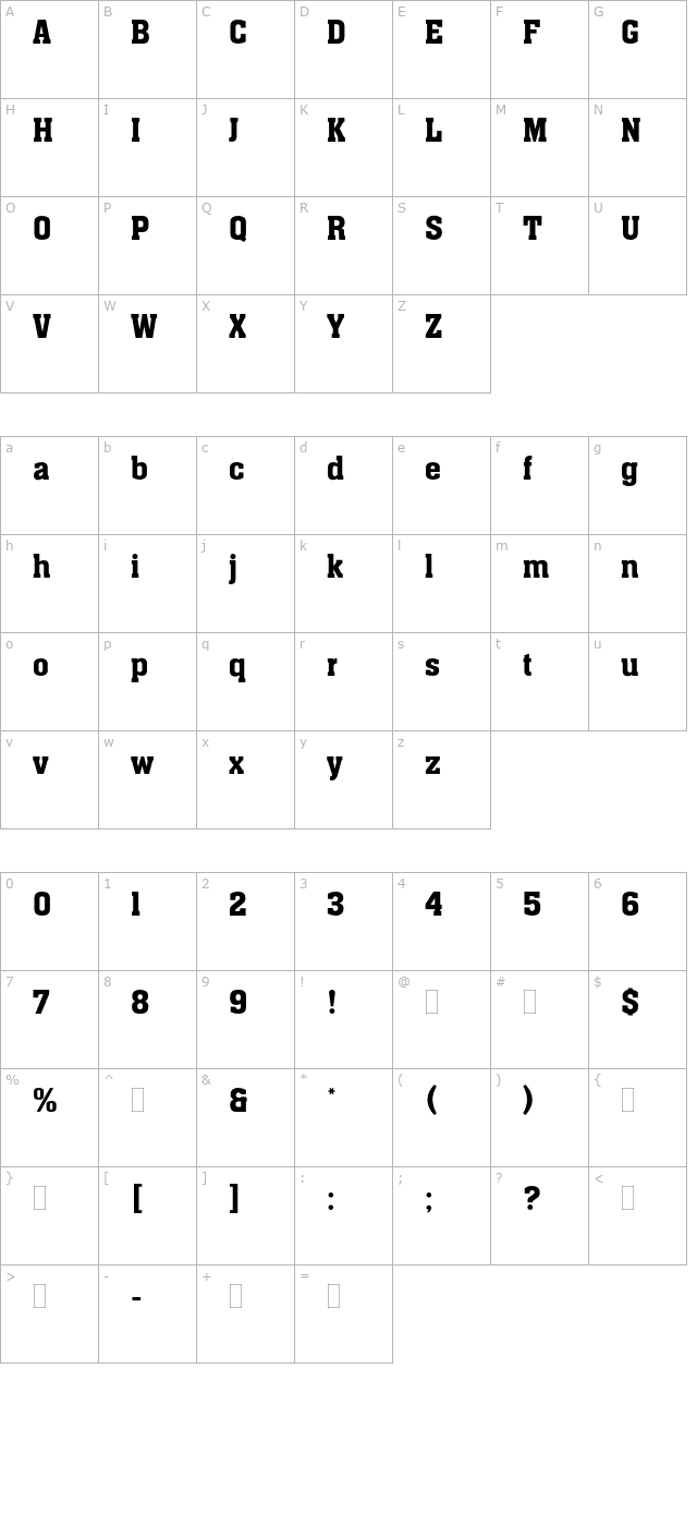 AachenMediumPlain character map