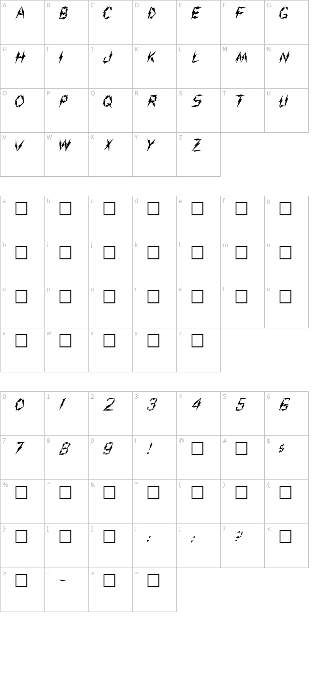 aarcover-plain-001001 character map