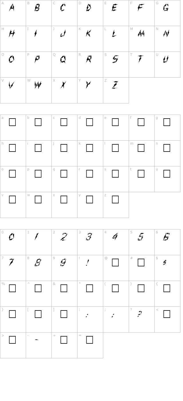 aarcover-regular character map