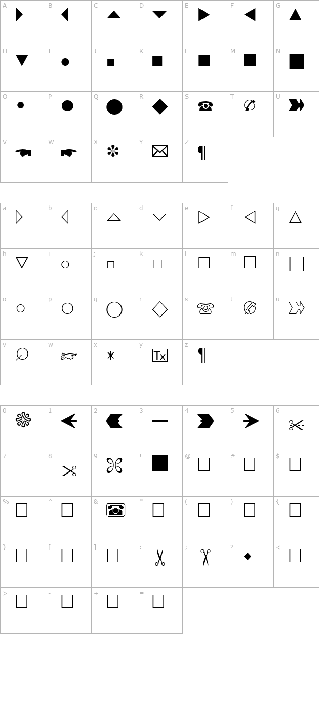 AbacusThreeSSK Regular character map