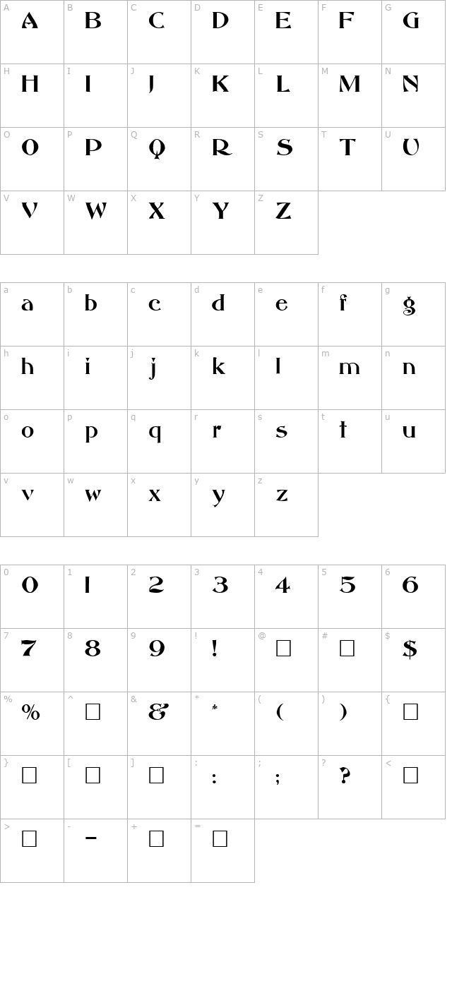 abbess-regular character map