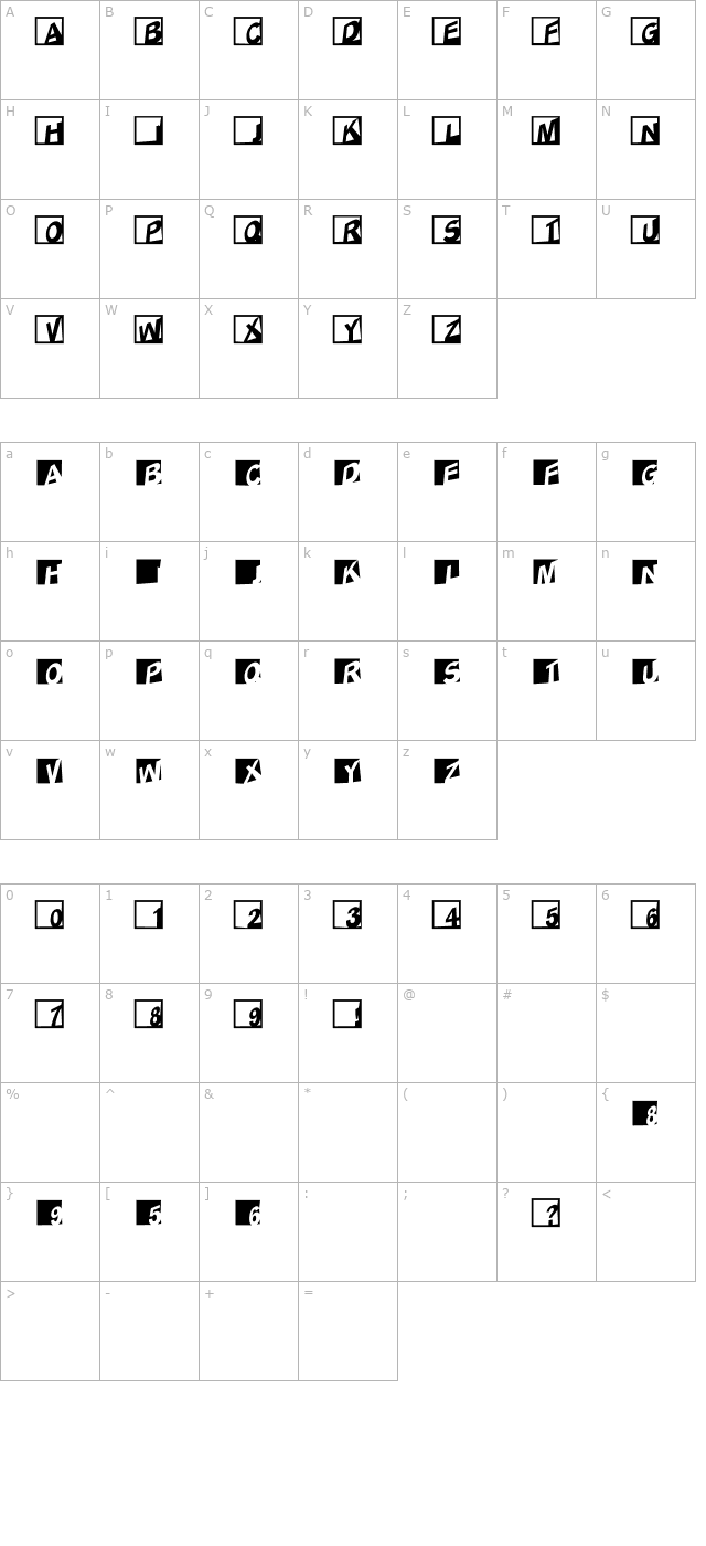 abclogosxyzcrazy-oblique character map