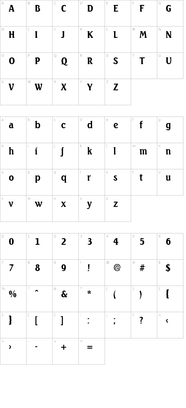 AbelBecker Bold character map