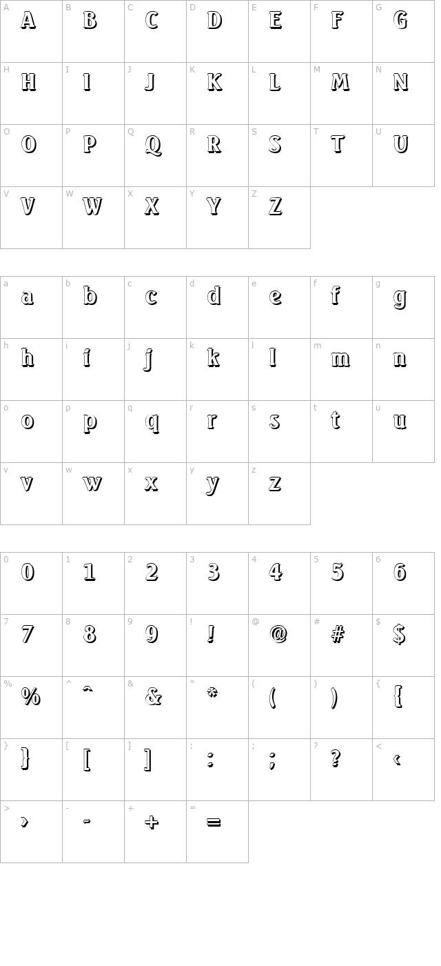 abelbeckershadow-bold character map