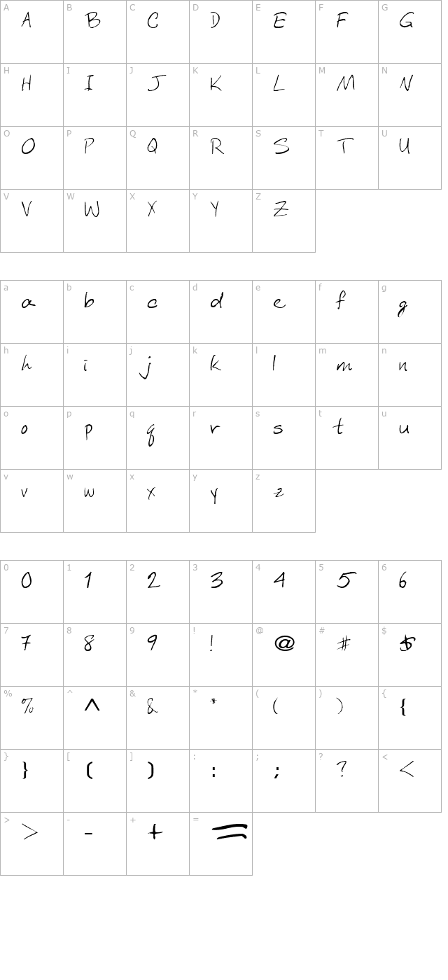 AberaHam9 Regular ttext character map