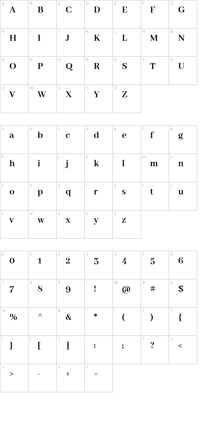 abhaya-libre-bold character map