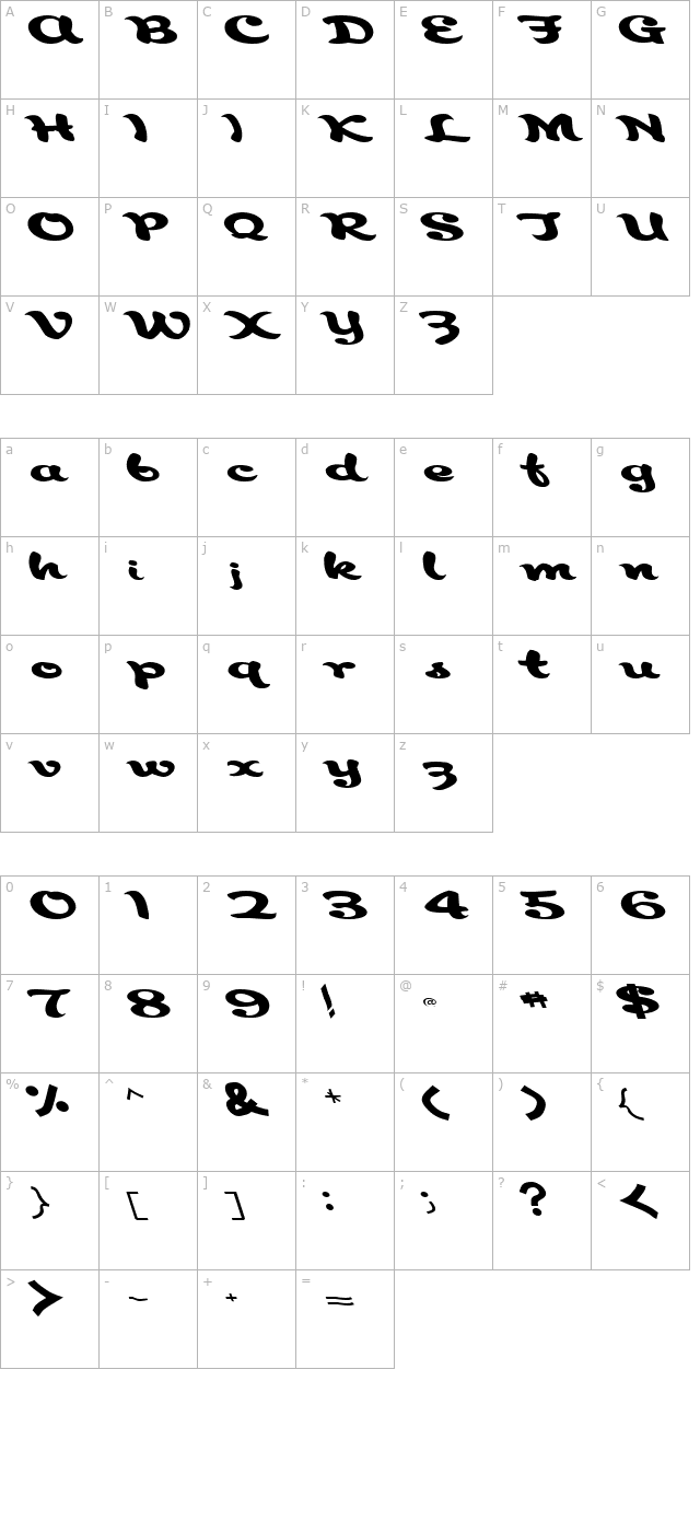 Aborigianl Regular ttnorm character map