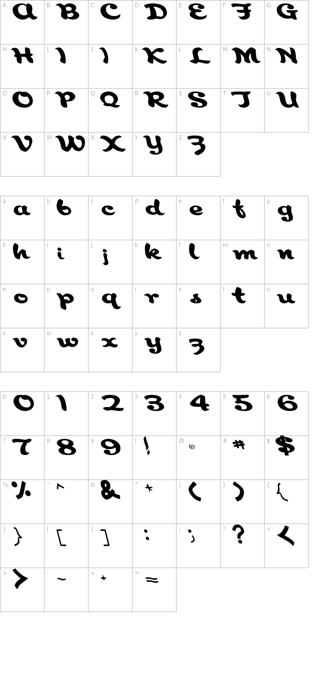 aborigianl-regular-ttstd character map