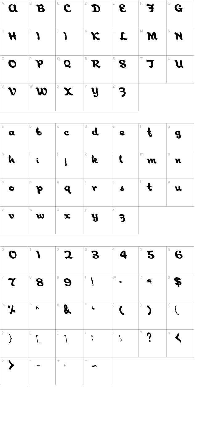 aborigianl-regular character map