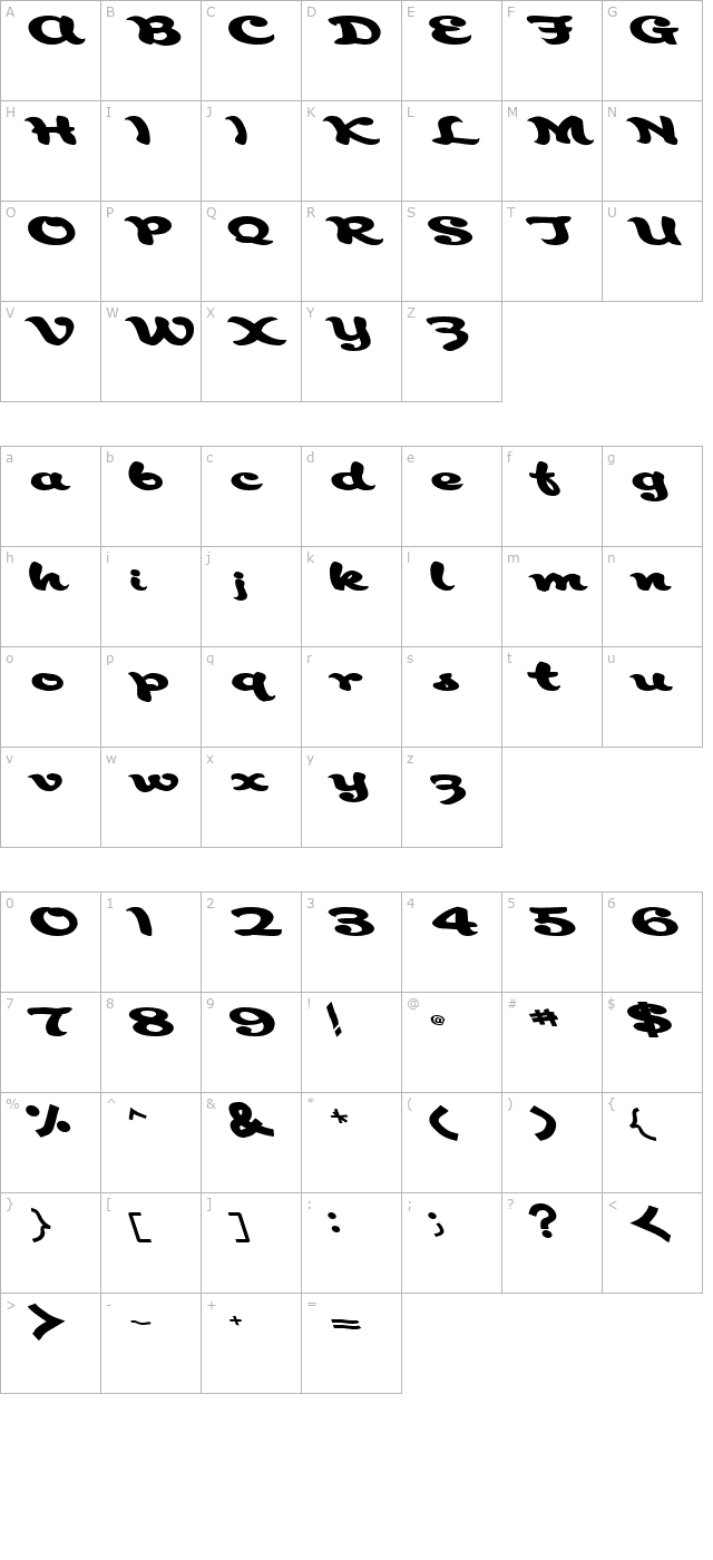 AborigianlKite91 Bold character map