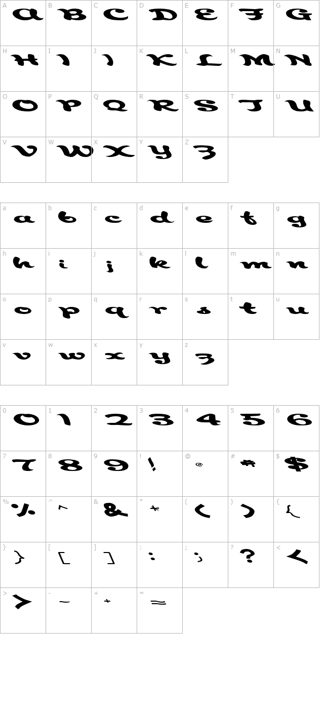 AborigianlKite91 Regular ttext character map