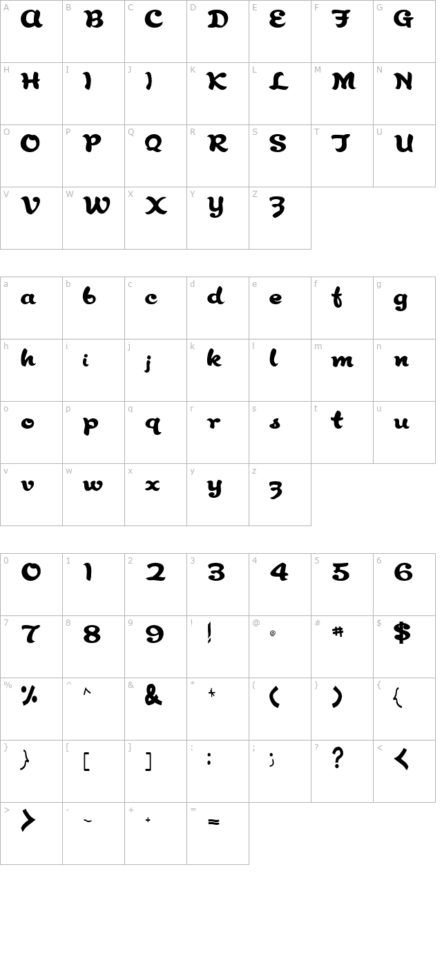 abracadabra91-regular-ttcon character map