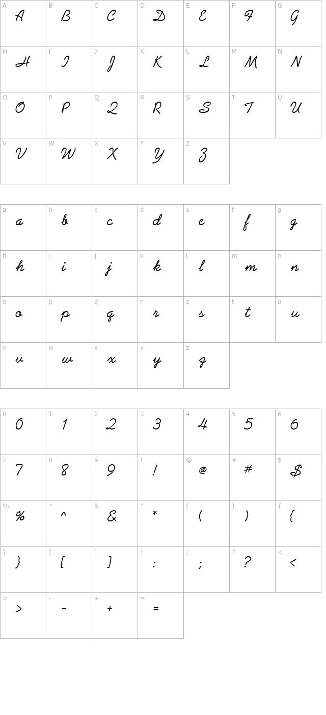 AbrazoScriptSSK character map