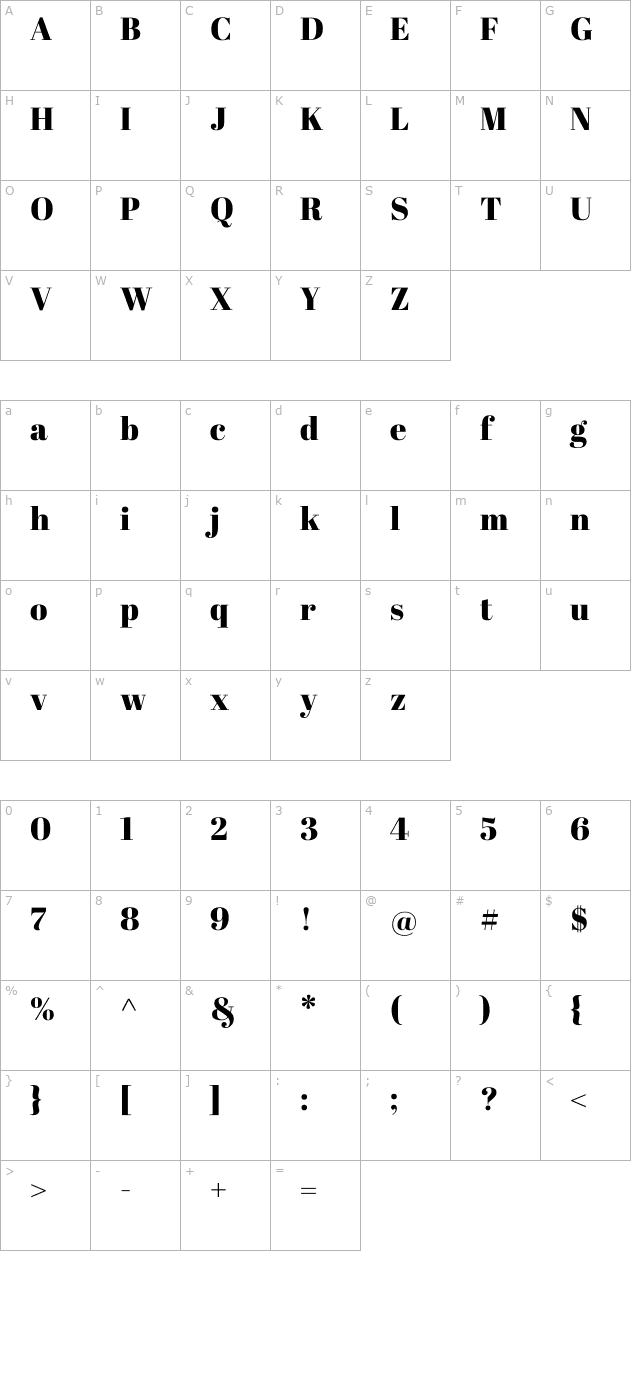 abril-fatface character map