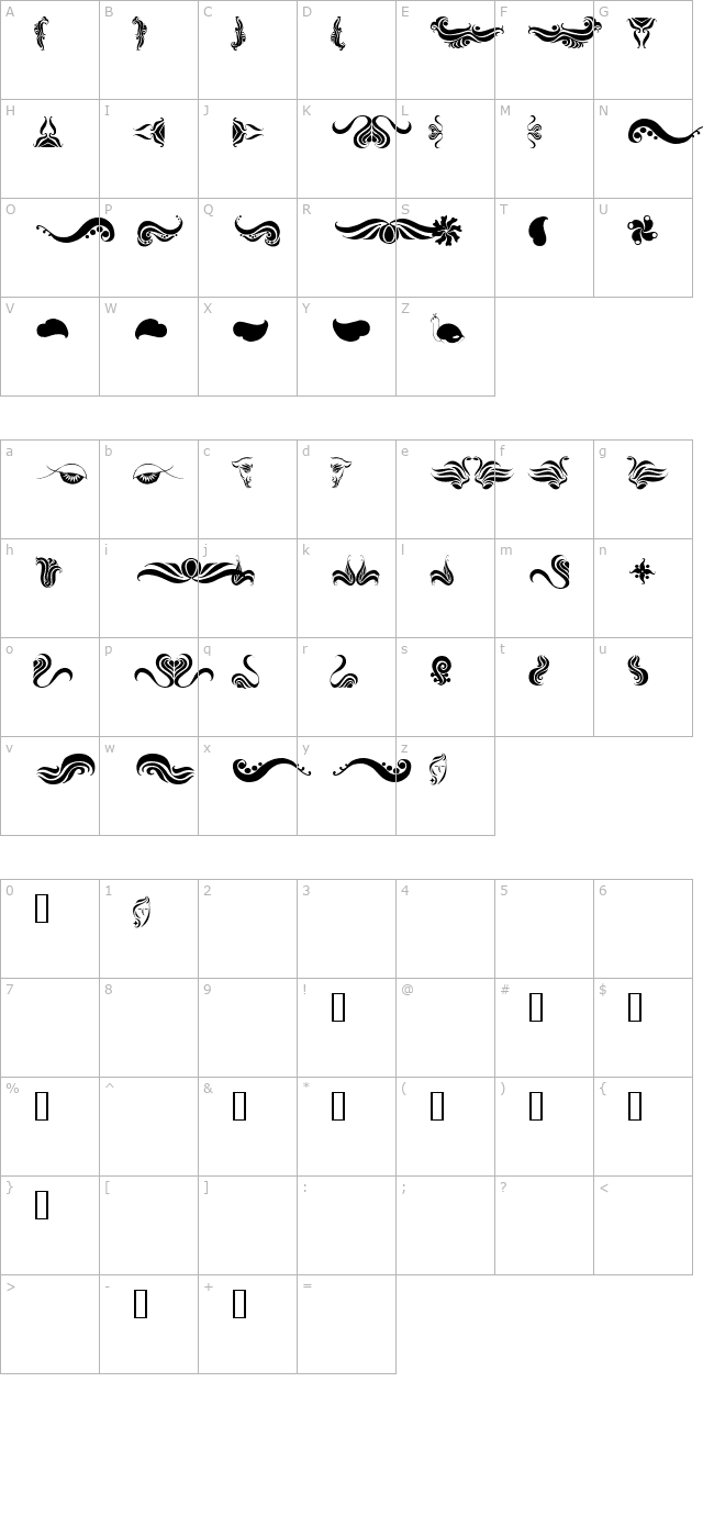 Absinth Flourishes I character map