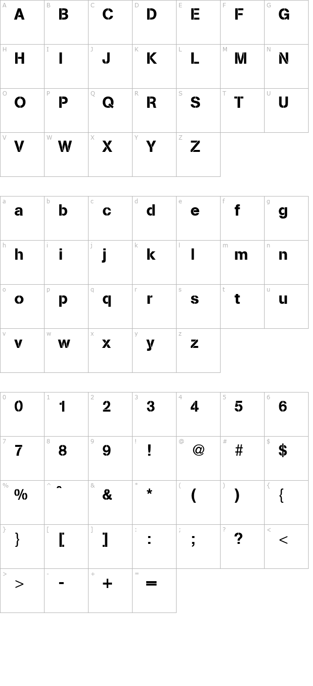 AbsolutDB Normal character map