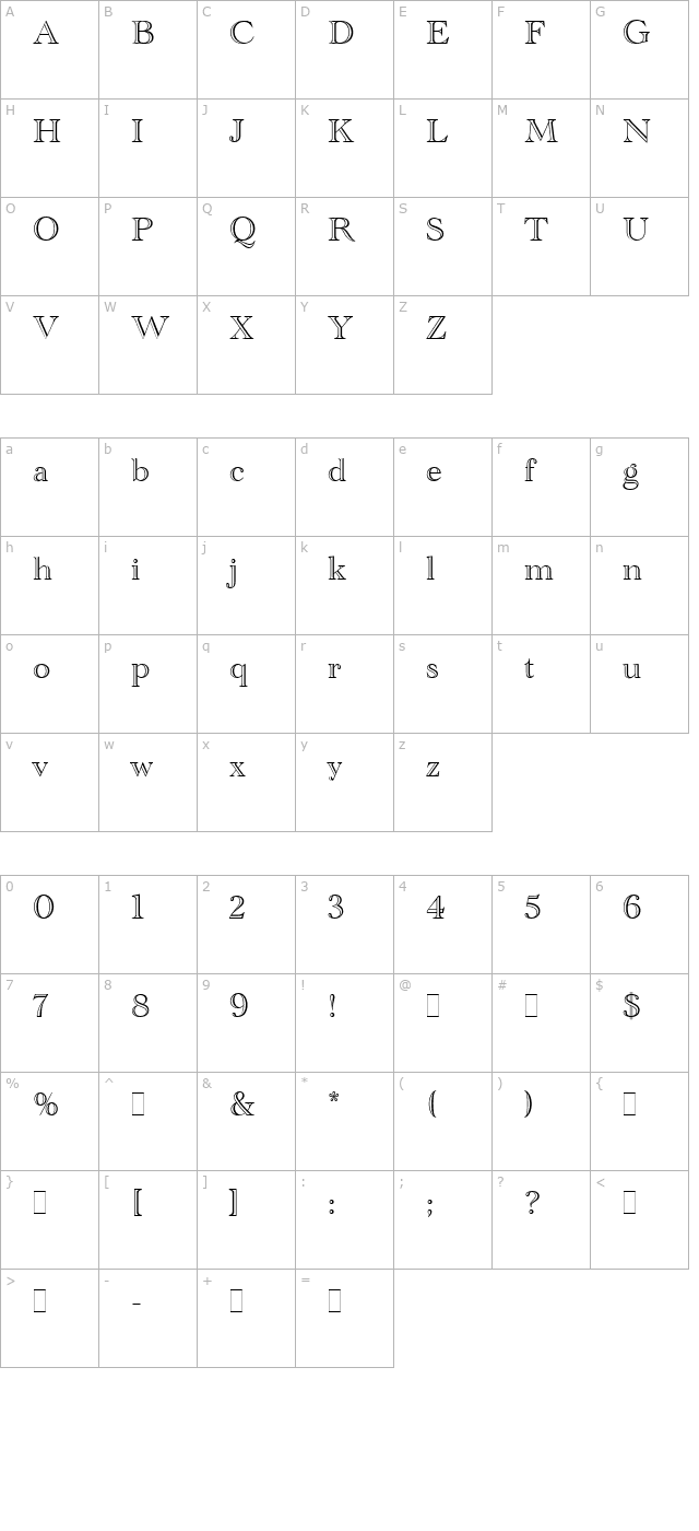 academy-engraved-let character map