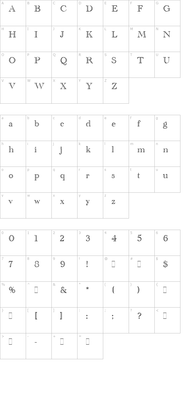 academy-engraved-plain character map