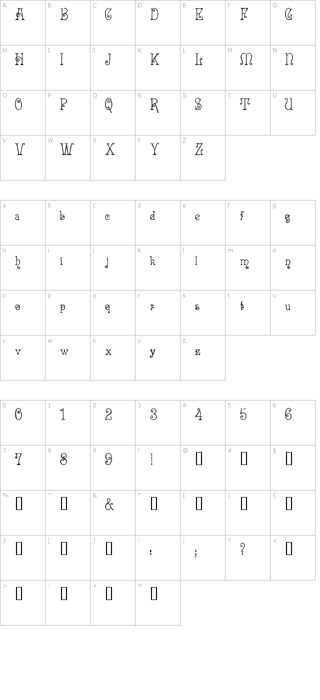 acadian-tr character map