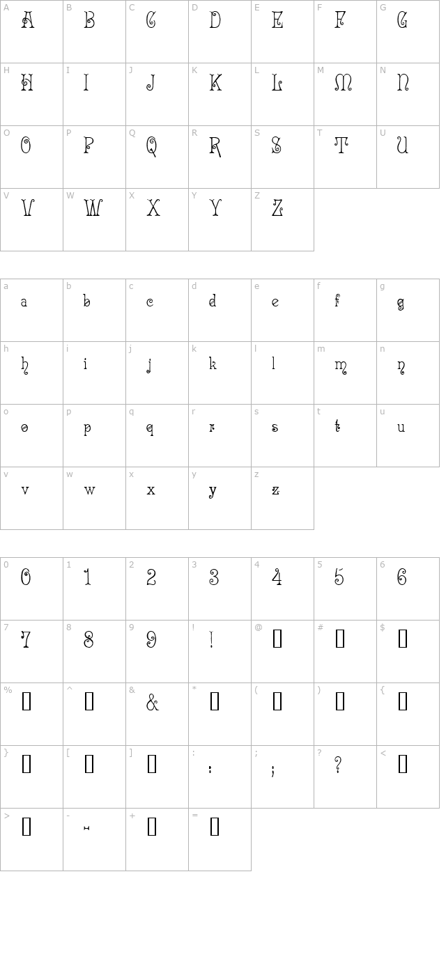 acadian character map