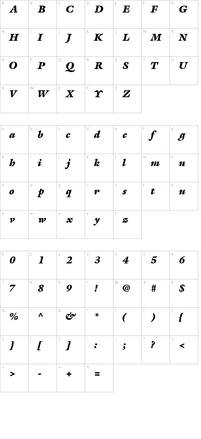 acanthusblackssk-bolditalic character map