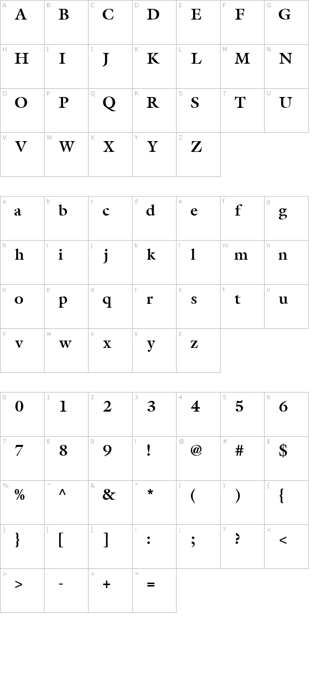 AcanthusSSK Bold character map