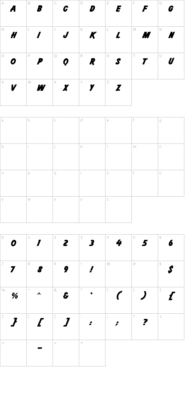 access-mn-bold character map