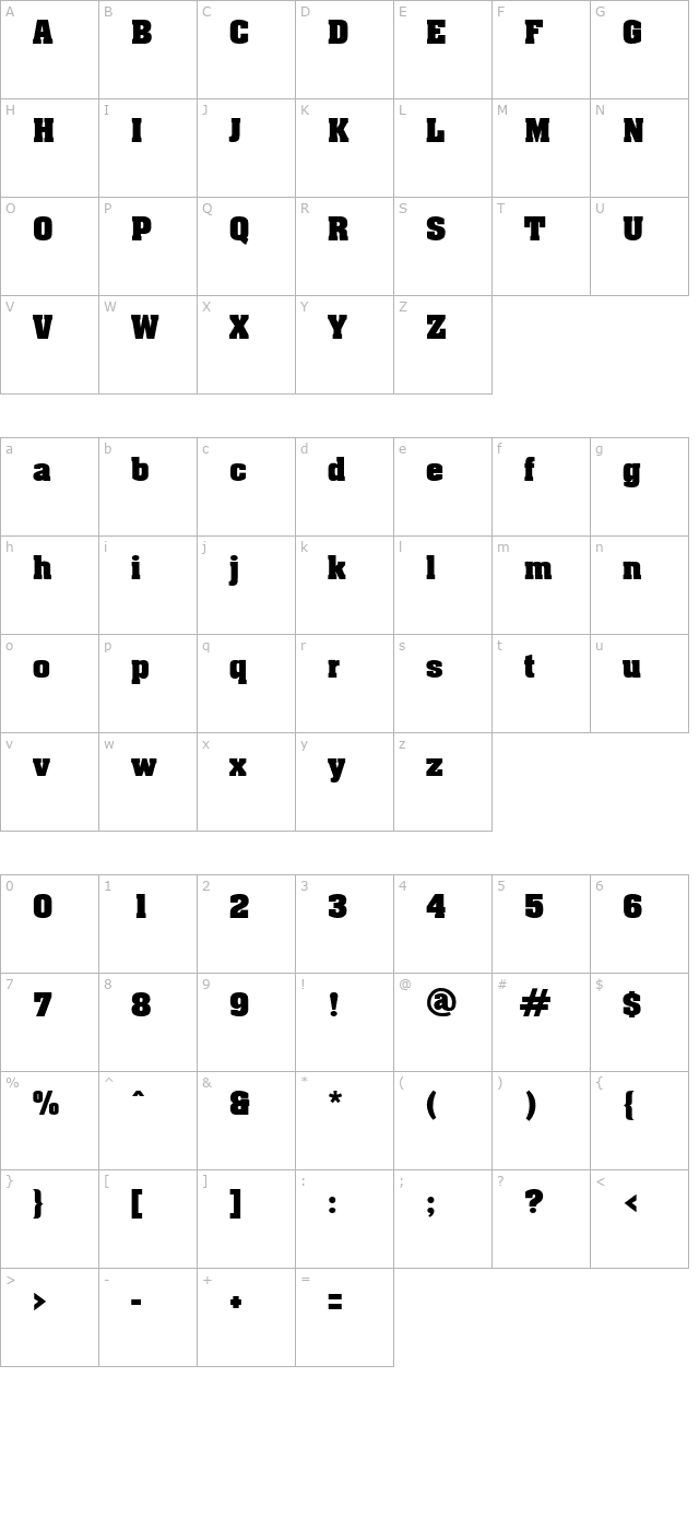 Acklin Regular character map