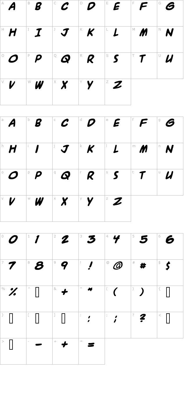 A.C.M.E. Explosive Bold character map