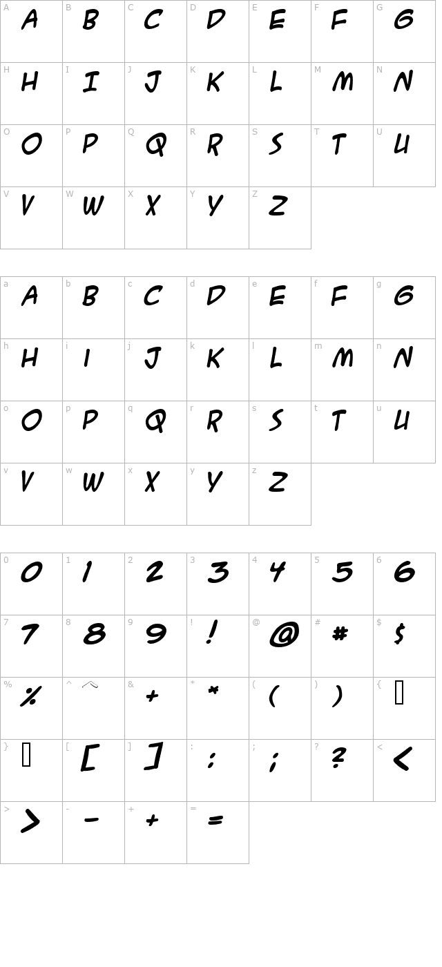 A.C.M.E. Secret Agent Bold character map