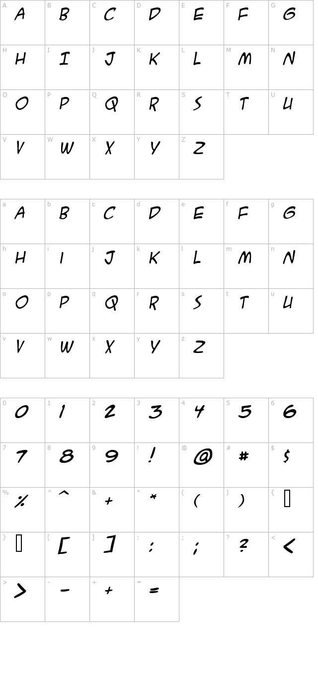 acme-secret-agent-italic character map