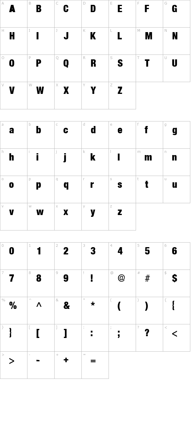 AcmoDisplaySSK character map