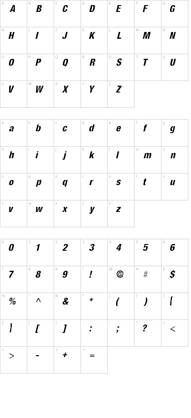 acmossk-italic character map