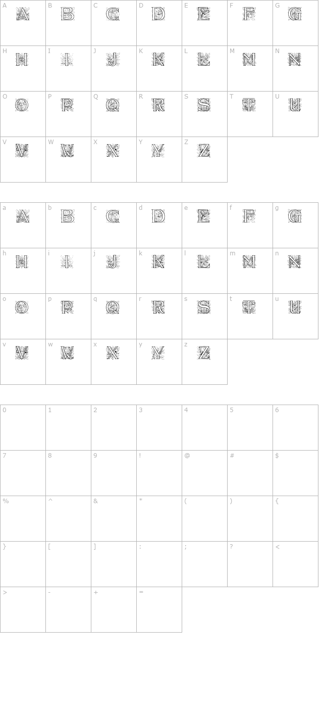 Acorn Initials character map