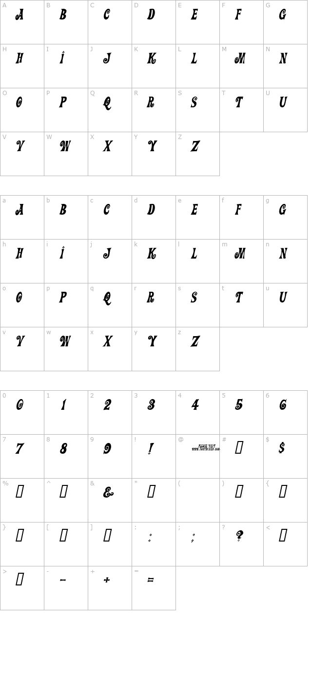 Action Is, Diagonal JL Italic character map