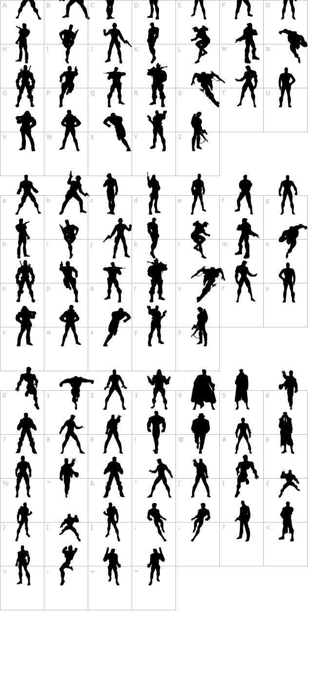 Action Men character map