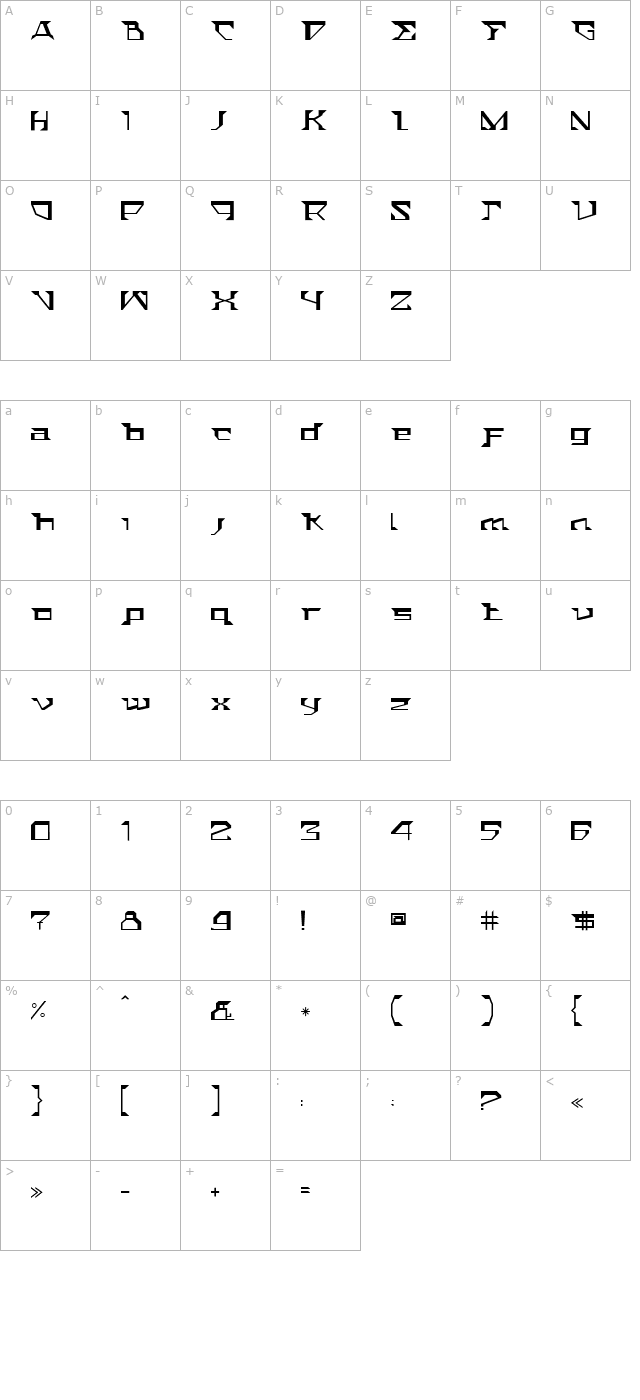 actstern-plain character map