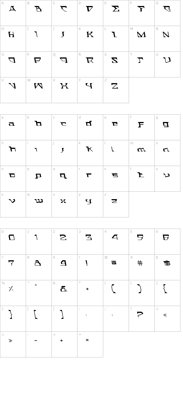 ACTSternAItalic character map